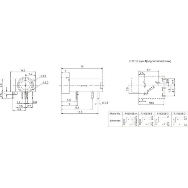 FOSEN New Design Earphone Jack , PJ31080 3.5mm Audio Phone Jack