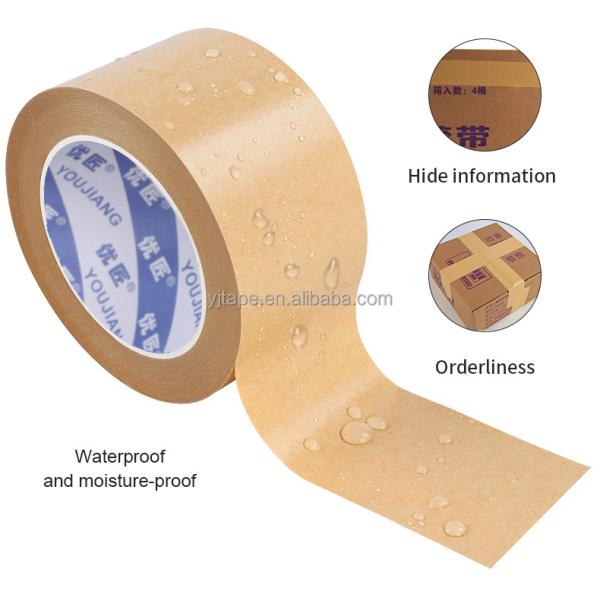 Customized Logo Brown Reinforced Kraft Paper Tape For Professional Waterproof Sealing