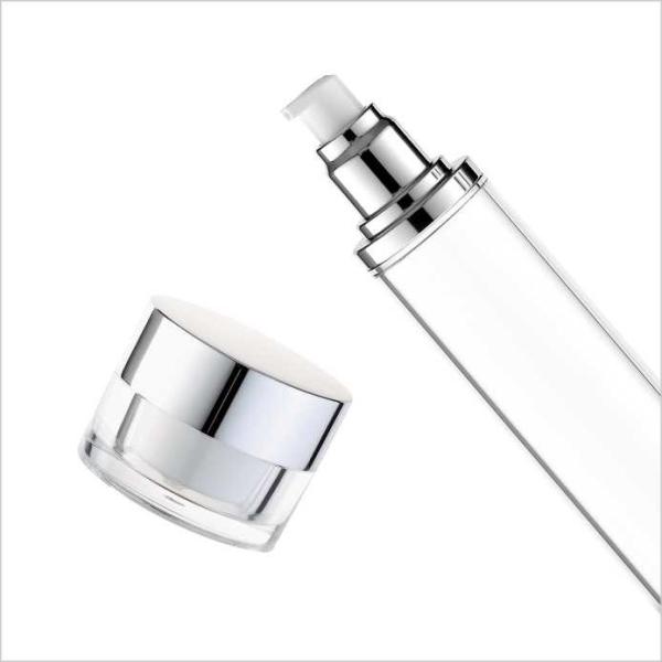 50ml 60ml Clear Cylinder Round Airless Bottles With Aluminum Finish Treatment Pump 80ml 100ml 200ml