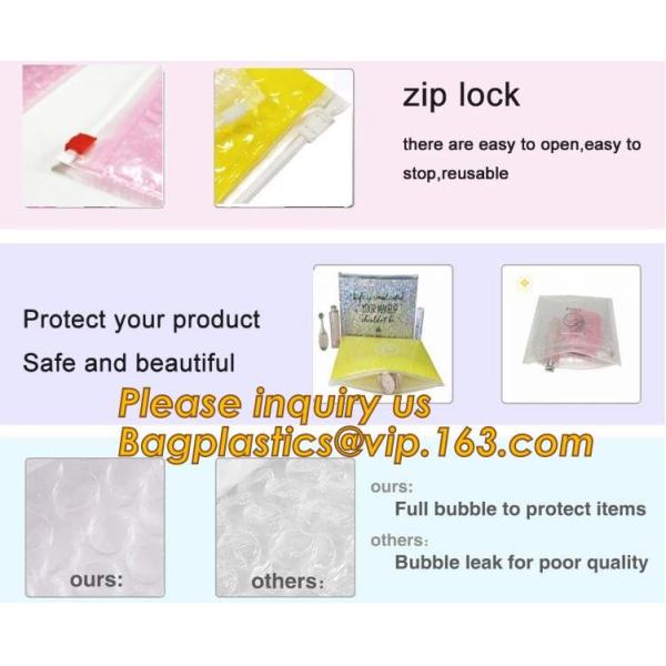 Cosmetic Pink Slider Padded Bag/Silver Zip lockkk Bag With Bubble,Padded Envelopes Cheap Aluminium Foil Zip lockkk Holographic
