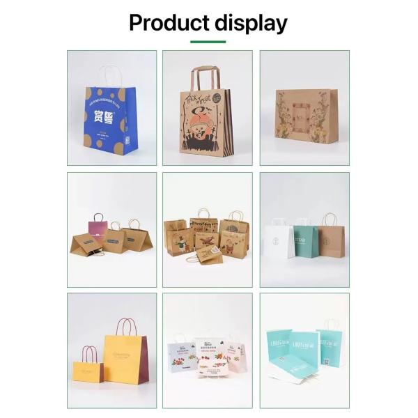 White Brown 250gsm Kraft Printed Paper Shopping Bags With Handles