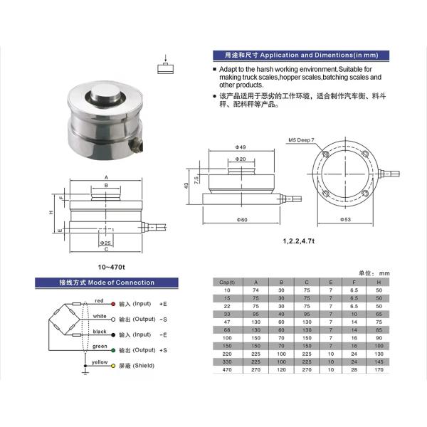 Weight Scale Sensor Suitable Hopper Scales Compression Load Cell