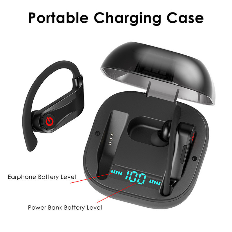 China Handsfree Waterproof Bluetooth Earphone Earhook Earbuds (with charging case) wholesale