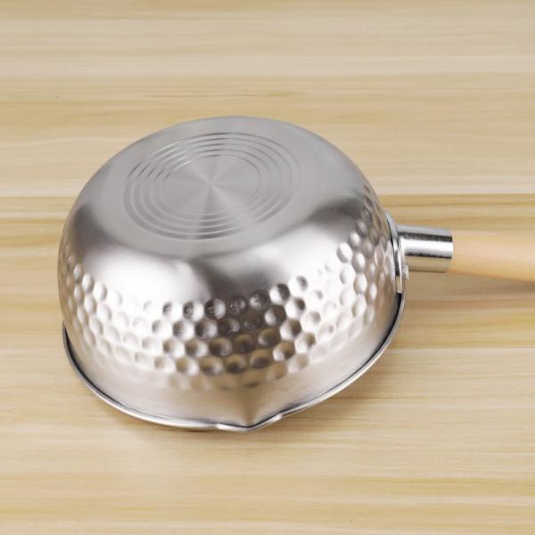 Non Stick Japanese Sauce Pan Stainless Steel Restaurants Soup Cooking Pot With Wooden Handle