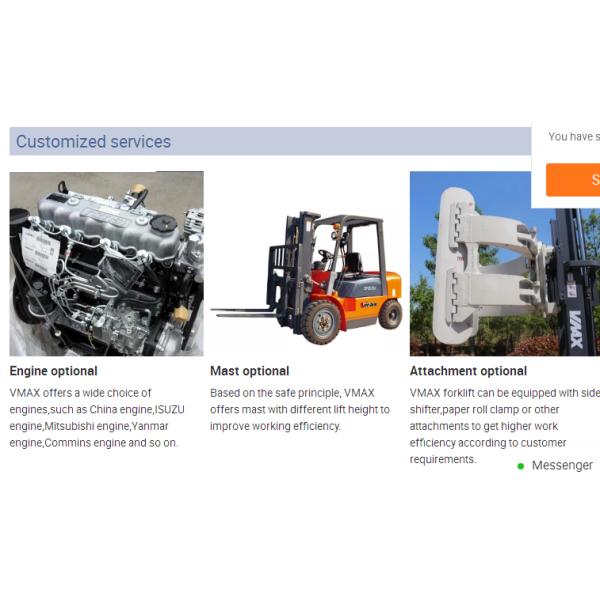 1070mm Fork Length Counterbalanced Forklift Truck CPCD35 Capacity 3.5t With Diesel Engine