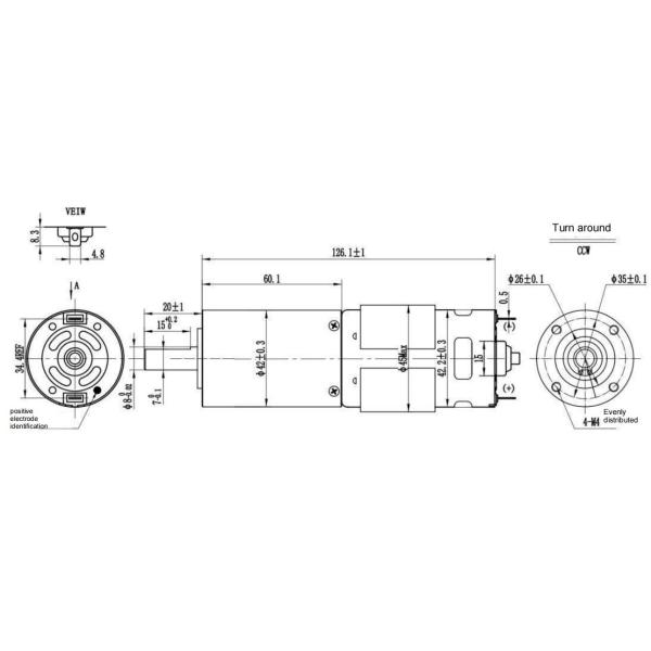 NEMA 17 24V DC Brush Gear Motor Low Noise 42mm 1:53 94Rpm 0.75A With Gearbox