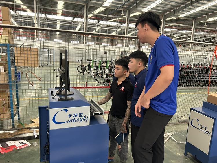 Cartesykj deliver to VN 2-wheeled Motorcycles Centralized Testing Line Include Brake Force Axle Load Speedometer Clamping Wheel Alignment Headlight