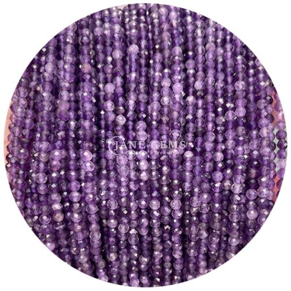 Gems Bead Natural Crystal Faceted Round Shape Small Lapis Lazuli Amethyst Loose Bead Strands for Bracelets