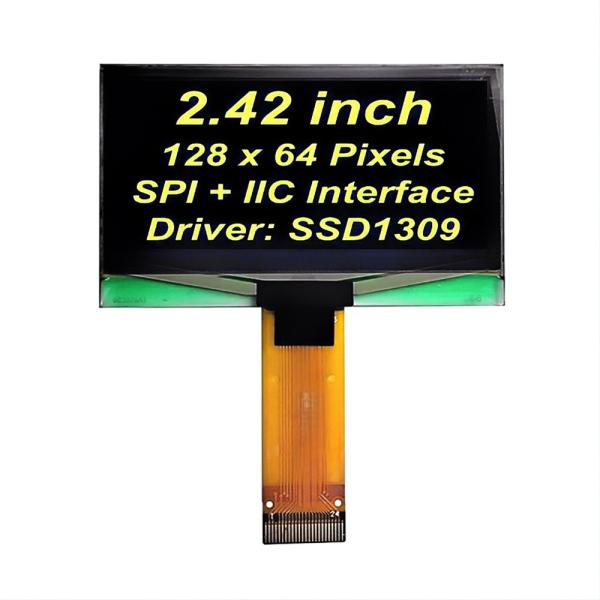 2.42-Inch OLED Display 128x64 Yellow Fonts PMOLED Screen SSD1309 Controller SPI+IIC Interface