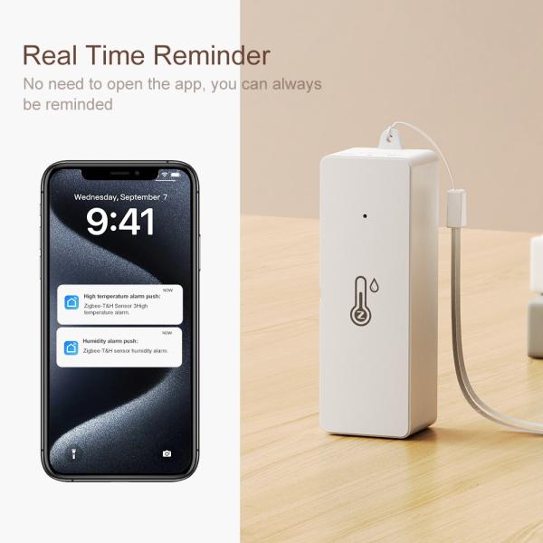 Tuya ZigBee3.0 Smart Temperature and Humidity Sensor, Battery Powered, Mini Indoor Hygrometer, Work with Alexa, Google Home