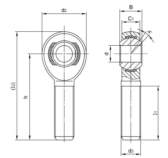 NXML6 Heavy Duty Loader Slot Injection Chromoly Rod End Joint Bearing for Shocks Absorbers