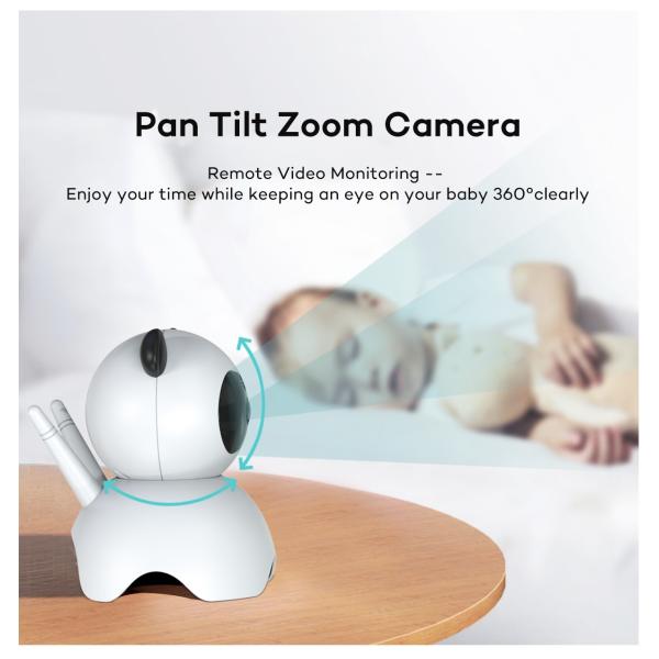 NO APP NO WiFi Infant Video Babyphone 2 Way Full HD Monitor With 360°pan Tilt Zoom Camera RF2.4GHz FHSS Technology Camera