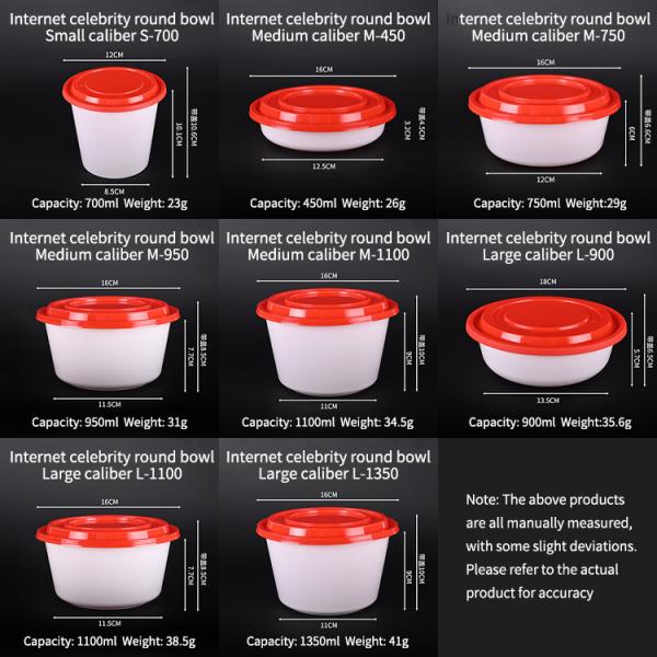 PP Disposable Food Container With Lid Stackable Take Out Box Microwave