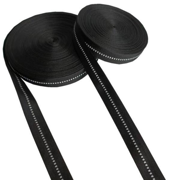 2cm Black Polyester Reflective Webbing Tape For Clothing Custom