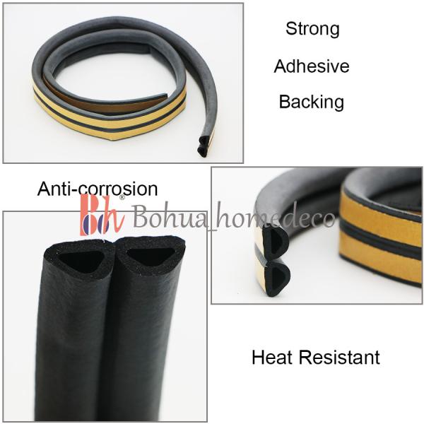 Self Adhesive EPDM Rubber Seals D Shaped For Warehouse Door 12*10mm