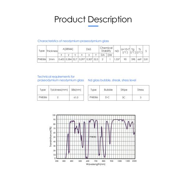 Double Sided Anti-Reflection Coating Customize Didymium Glass PNB586 BG20