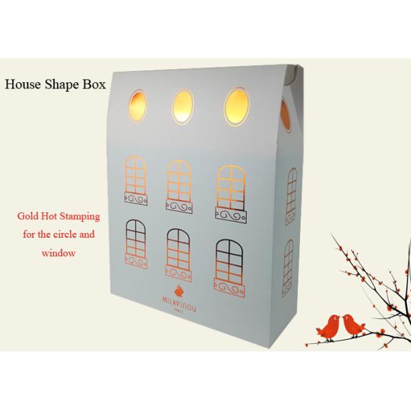 Fantastic Shinning Color Gold Foil Hot Stamping Rigid Paperboard House Shape Gift Box for the Kid Clothes Packing