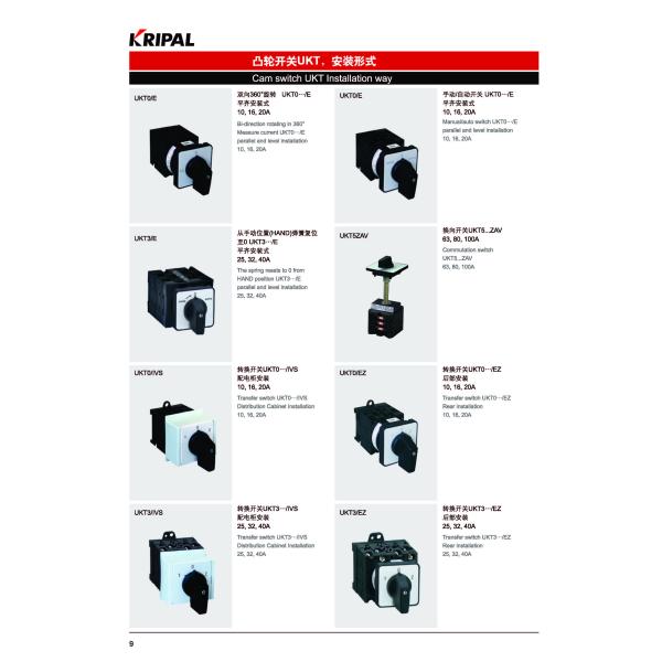 20A 3P 4P Rotary Selector Switch 3 Position Distribution Cabinet Installation