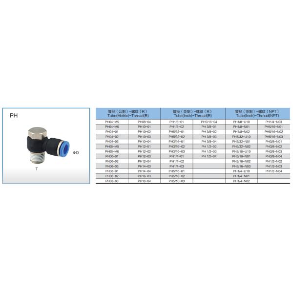 PH outer hexagon one touch Male conntector black colour R thread , Air Fitting