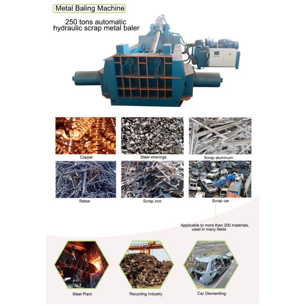 250 Ton Hydraulic Scrap Metal Baler Compactors Aluminum Pressing Machine