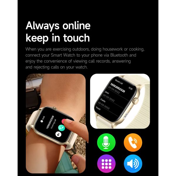 AI Voice Assistant Square Shape Smart Watch Health Monitoring Smart Watch