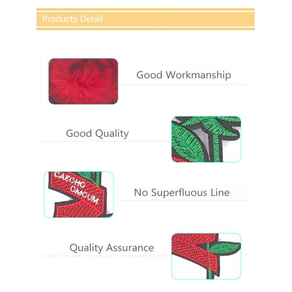 Red 3D Flower Embroidery Patches , Floral Patches For Clothes Accessoires