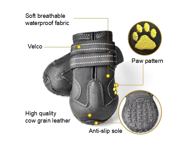Waterproof Pet Shoes Durable Reflective Anti - Slip Dog Shoes