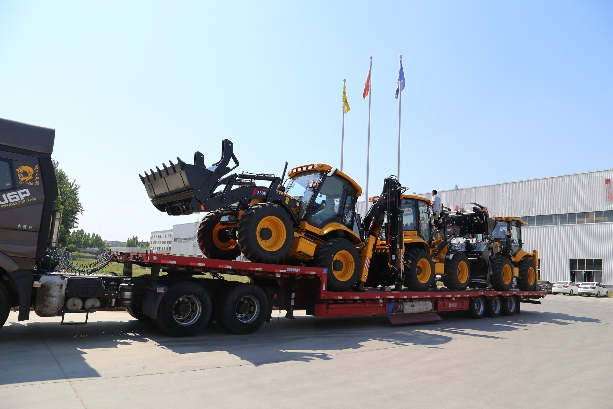 388H 4 Wheels Steering 2.5 Ton Backhoe Loader with 6 in 1 Bucket