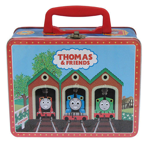 Thomas Lunch Tin Box Vintage Metal Lunch Boxes with Plastic Handle Empty Tin Cans