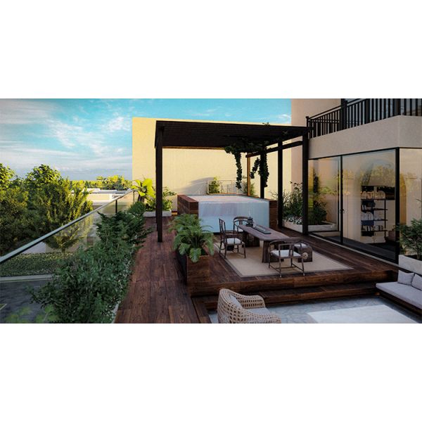 Customized Clear Acrylic Wall Sheet Prefab Pool with Filter Tank and Brown Desig