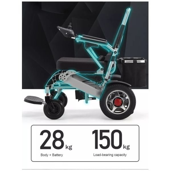 Lithium Battery Lightweight Electric Wheelchairs Folding Fully Automatic Breathable