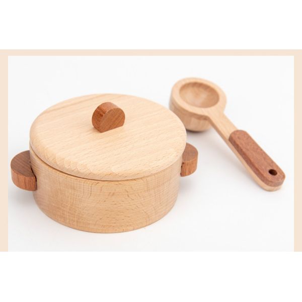 Children'S Log Wooden Kitchen Toy Set Simulation Mini Educational
