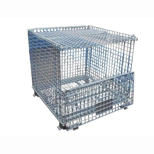 Stackable Collapsible Steel Containers Hot Dipped Galvanized Metal Wire Mesh Storage Containers