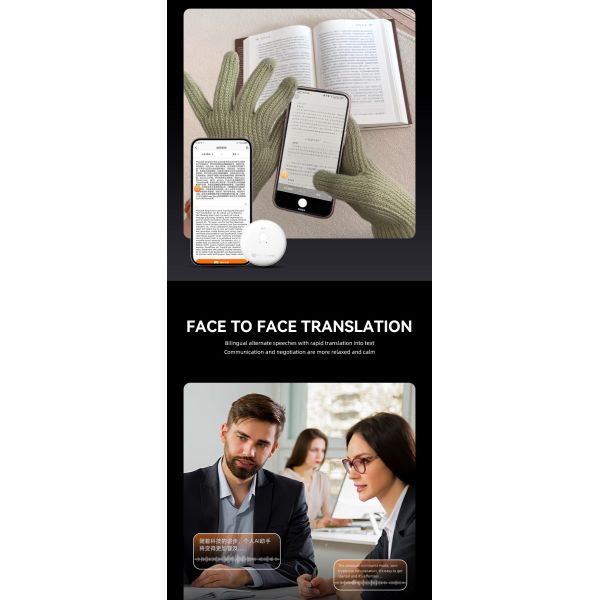 Smart AI Phone Assistant Language Voice Translator Bluetooth-Compatible 5.4 Real-time Face To Face AI Translator