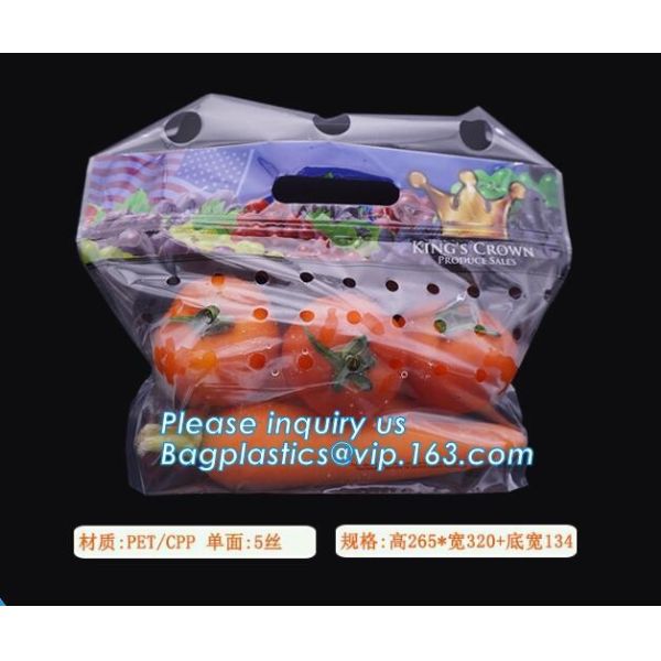 Hang Hole Plastic Stand Up Cherry Bag Factory, Fresh fruit bag(Cherry/Lichi/grape), Perforated Standup Bag for Fruit Pac