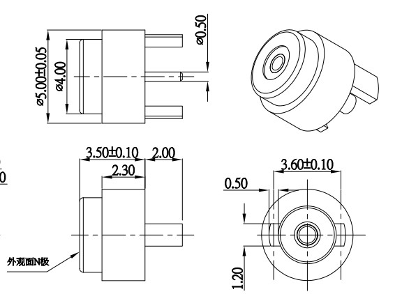 Customized Round Magnetic Connector 4.0mm Male And Female Connectors 1A