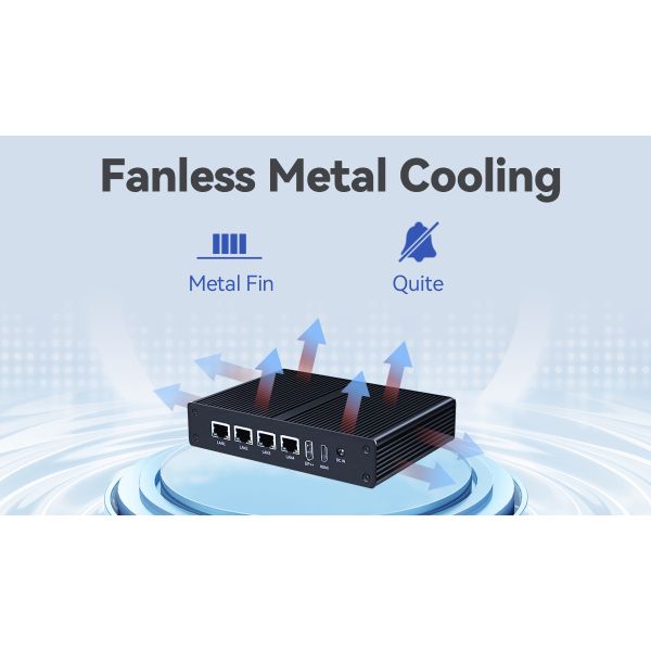 Industrial Fanless Mini Computer Linux Intel N100 DDR4 16G RAM 4LAN Dual COM