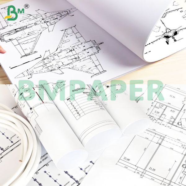 Great Ink Absorption 80GSM 610*150m CAD Plotter Paper Rolls