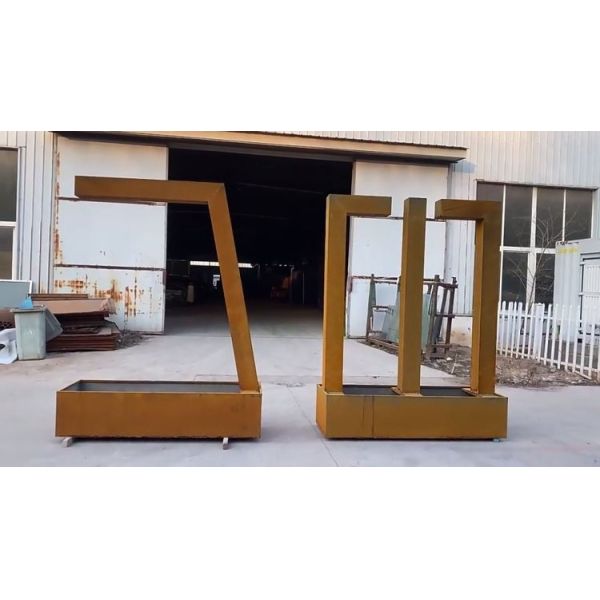 Contemporary Design Double L Metal Water Feature Corten Steel Water Fountain