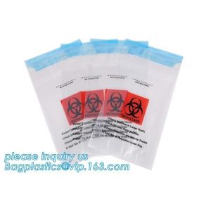 LDPE poly lab biohazard specimen bags with Zip lockk closure, biohazard specimen