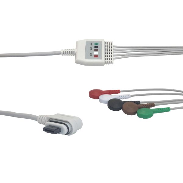 TPU Jacket AHA 5 Lead ECG Holter Cable For GE Seer Light