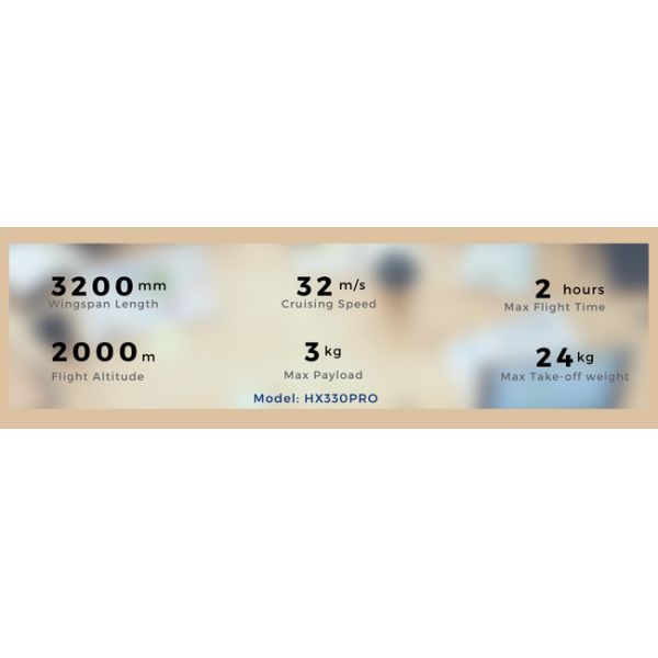 32m/S Cruising Speed VTOL Fixed Wing Drones Industrial PTZ Drone 4x6S 22000mAh Battery Life HX330PRO