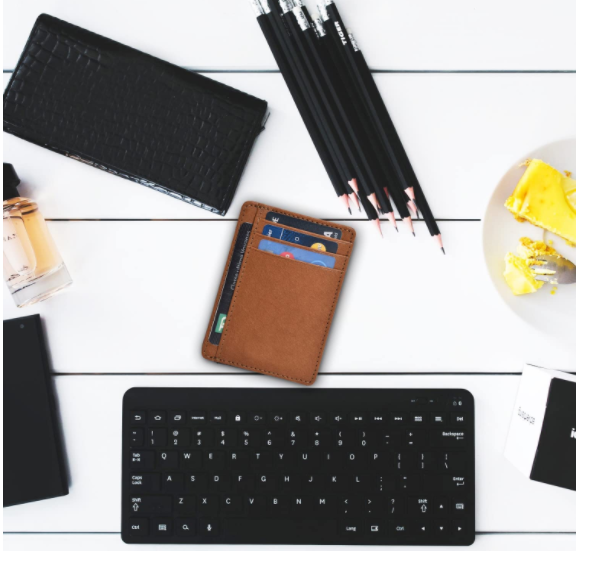 Men Slim Leather Wallet Card Case RFID Blocking Smart Minimalist