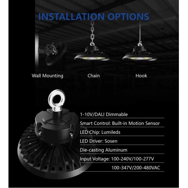 Indoor IP65 UFO LED High Bay Light 100W 150W 200W 300W