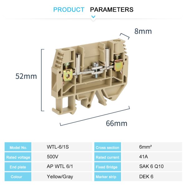 JWTL 6/1S Weidmuller Electrical DIN Mounting Screw Current Test Disconnect Terminal Blocks