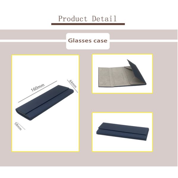 Dark Blue Cardboard Foldable Glasses Case 160x64x58mm