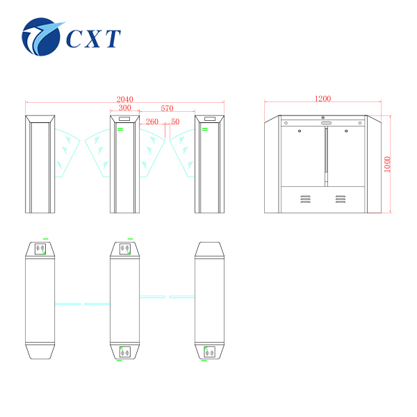 YW120 Durable Flap Barrier Gate with QR Code Face Recognition Brushless Motor