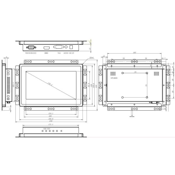 Sunlight Readable Open Frame LCD Monitor Display 7" For Golf Ball Dispensing Machine