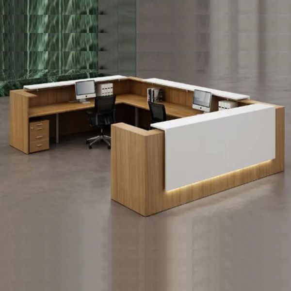 Salon Front Office Reception Desk Modern Style With Melamine Panel