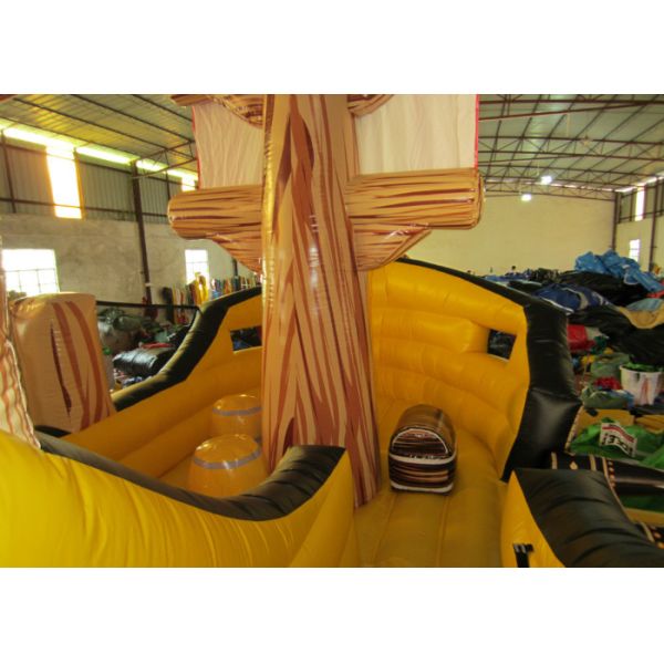 Big Dinosaur Inflatable Pirate Ship With Slide Enviroment - Friendly